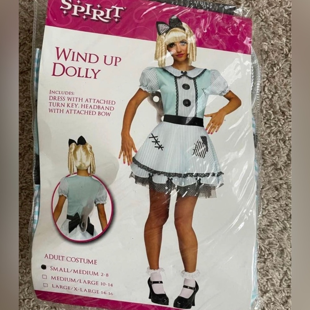 Halloween costume Adult “WIND UP DOLLY” +Wig Size Small /Medium 4-8 bundle